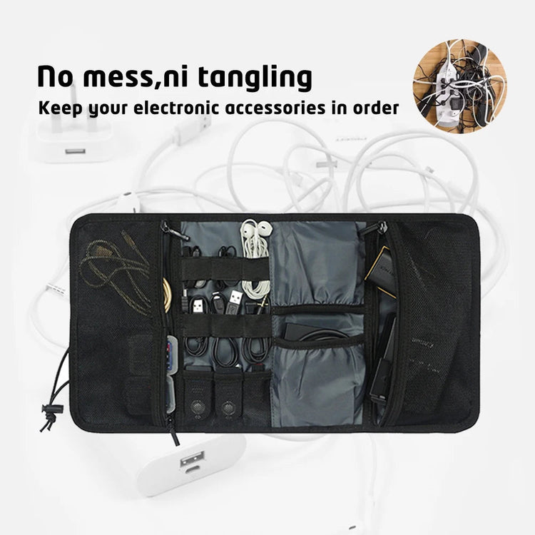 Electronic Organizer Cord Pouch, Travel Cable Charger Phone Accessories Bag Organizer Roll up Tech Carrying Case for USB Cables GiFiFY