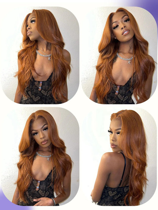 Colored Ginger Blonde 9X6 Glueless Lace Front Human Hair Wig Ready To Go&Wear Glueless Body Wave Lace Wig Burgundy Straight Wigs GiFTiFY