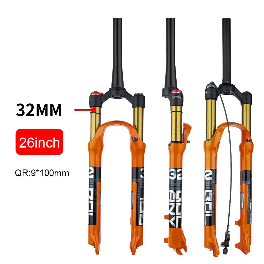 Bolany MTB Bicycle Fork Magnesium Alloy Air Suspension 26 27.5 29 Inch 32 HL RL100mm Bike Fork Lockout For Cycling