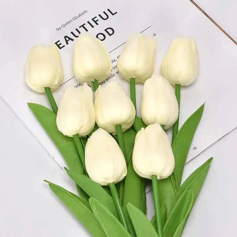 5 Pieces Tulips Artificial Flowers Bunch Home Decor Real Touch Tulip Flowers for Decoration Wedding Bridal Bouquet Fake Flowers by DSERS