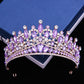 Baroque Pink Opal Crystal Bridal Crown Royal Queen Tiaras Rhinestone Pageant Prom Diadem Princess Wedding Crown Hair Accessories GiFTiFY