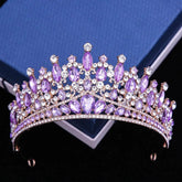 Baroque Pink Opal Crystal Bridal Crown Royal Queen Tiaras Rhinestone Pageant Prom Diadem Princess Wedding Crown Hair Accessories - GiFTiFY