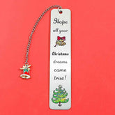 A stainless steel pendant bookmark about Christmas, the warmest Christmas reading gift for loved ones on Christmas Eve.