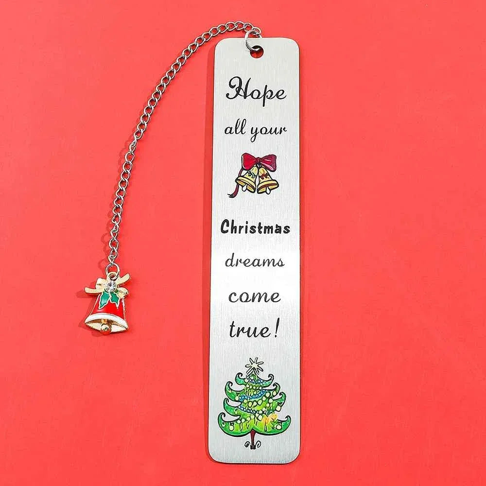 A stainless steel pendant bookmark about Christmas, the warmest Christmas reading gift for loved ones on Christmas Eve.