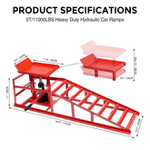 2pcs Heavy Duty Hydraulic Car Ramps 11000lbs Floor Jack Lift Ramps for Oil Changes, Truck Trailer, Home Garage & Auto Repair - GiFTiFY
