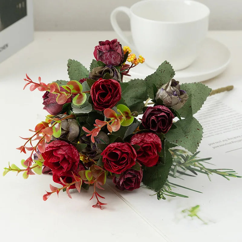 Rose Artificial Flowers Silk Flower with Stems Fake Flowers Bouquet Centerpiece for Party Table Floral Home Bridal Wedding Decor by DSERS