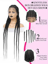 6 Stitches Synthetic Full Lace Cornrow Braided Wig Knotless Box Braids Wig For Black Women 36&