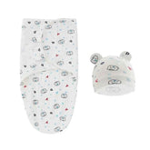 100% Organic Cotton Baby Swaddle Blanket Wrap Hat Set for Infant Adjustable Newborn Swaddle Baby Swaddle for 0-3 Month - GiFTiFY