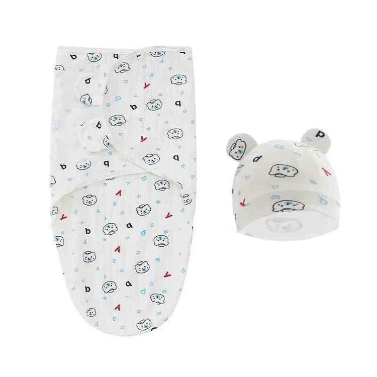 100% Organic Cotton Baby Swaddle Blanket Wrap Hat Set for Infant Adjustable Newborn Swaddle Baby Swaddle for 0-3 Month - GiFTiFY