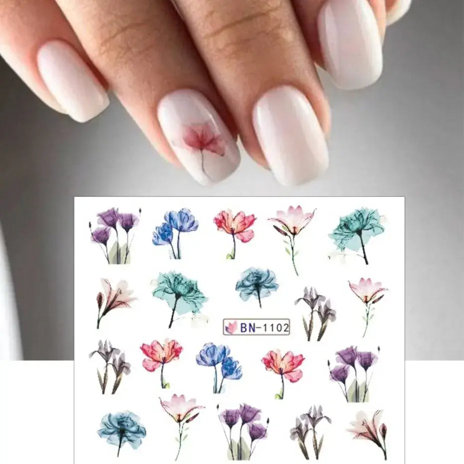 Spring Flower Leaf Nail Decals