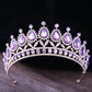 Baroque Blue Green Pink Opal Tiara Crowns Hair Jewelry Rhinestone Diadem Birthday Party Wedding Crystal Bridal Crown Accessories DSERS