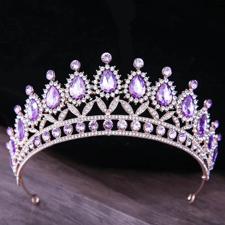 Baroque Blue Green Pink Opal Tiara Crowns Hair Jewelry Rhinestone Diadem Birthday Party Wedding Crystal Bridal Crown Accessories - GiFTiFY