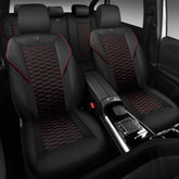 3D Foam Mesh Leather Car Seat Covers Full Set, Breathable Faux Leather, Universal Fit for SUV Truck Sedan, Armrest & Airbag Compatible, Black Red GiFiFY
