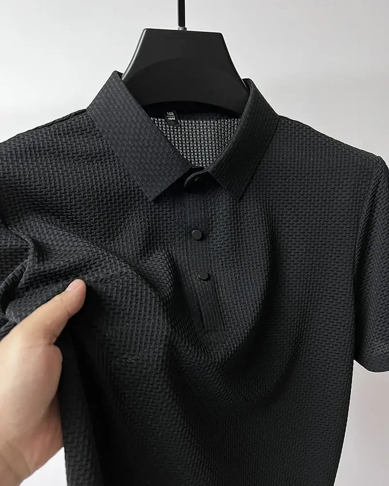 Mens Lop-Up Hollow Short-Sleeved Woven Shirts