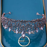 Baroque Bronze Purple Crystal Heart Bridal Tiaras Crown Rhinestone Pageant Diadem Veil Tiara Headbands Wedding Hair Accessories - GiFTiFY