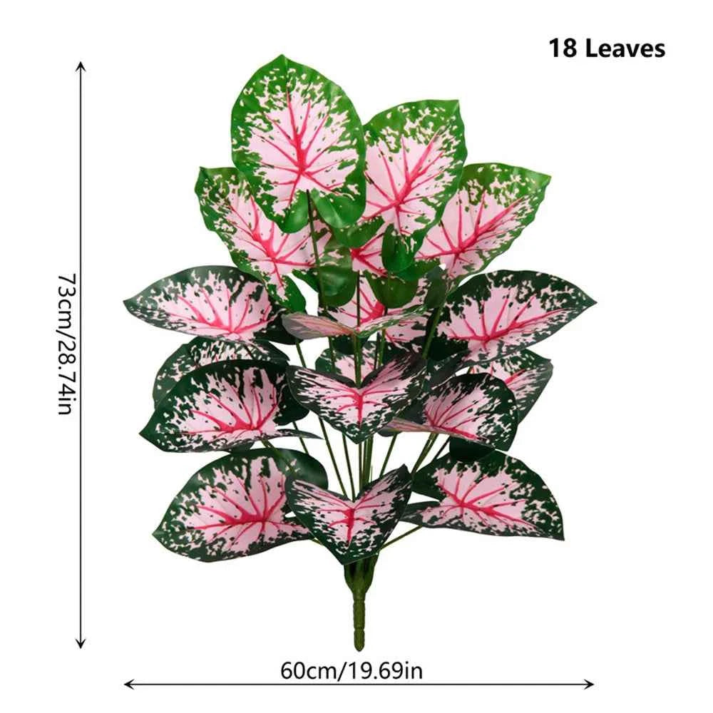 Set of 2 Artificial Caladium Plants with Purple Pink Leaf Faux Bonsai Plant by DSERS