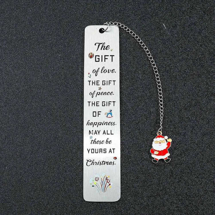 A stainless steel pendant bookmark about Christmas, the warmest Christmas reading gift for loved ones on Christmas Eve.
