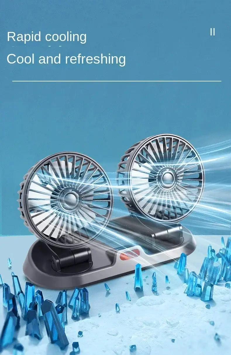 Dual Head Car Fan USB 12V 24V Adjustable