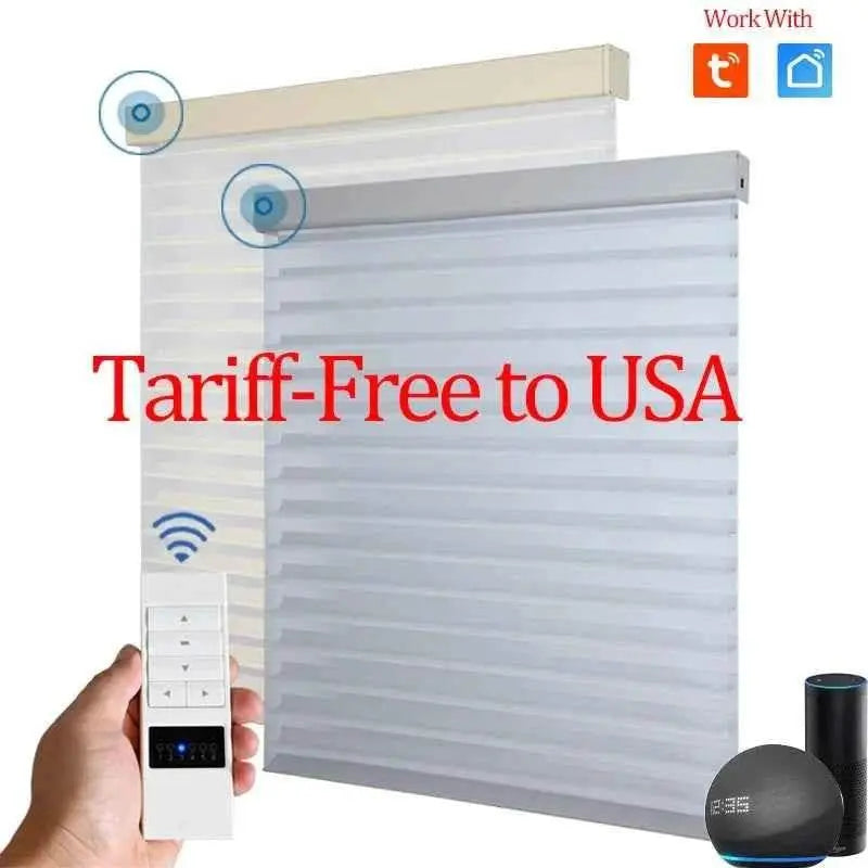 SmartMatters Electric Shangrila Blinds Smart Zigbee Blackout Zebra Shades for Windows and Doors Wifi Tuya Alexa Google Assistant Smart Shade by DS