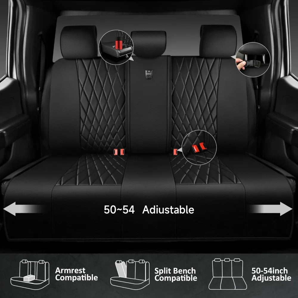CAR PASS 5 Seats Luxury Faux Leather Seat Covers Full Set, Anti-Slip Waterproof, Universal Fit for SUVs, Vans, Trucks, Airbag Compatible GiFiFY
