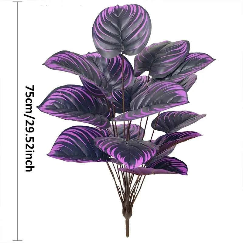 Set of 2 Artificial Caladium Plants with Purple Pink Leaf Faux Bonsai Plant by DSERS