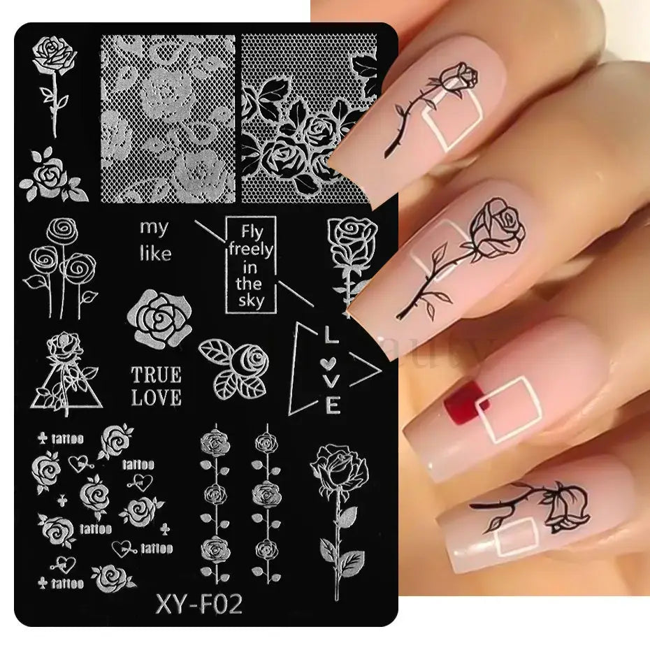 Spring Flowers Nail Stamping Plates Cherry Blossom
