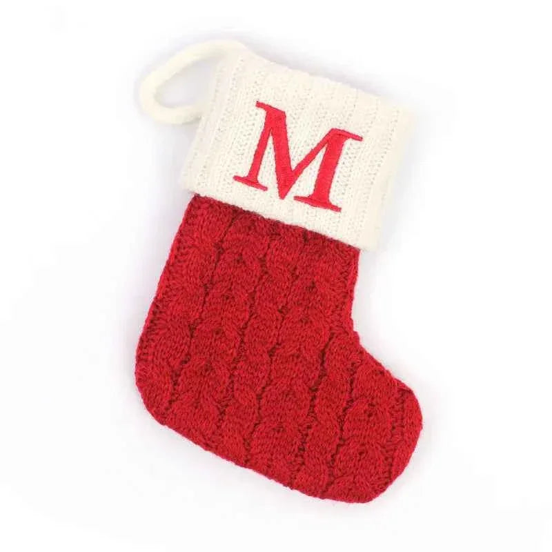 navidad Christmas Boots Letters Christmas Stocking New Knitting Christmas Tree Pendant Decorations SnowflakeChristmas Socks