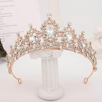 Baroque Champagne Crystal Heart Bridal Tiara Crown