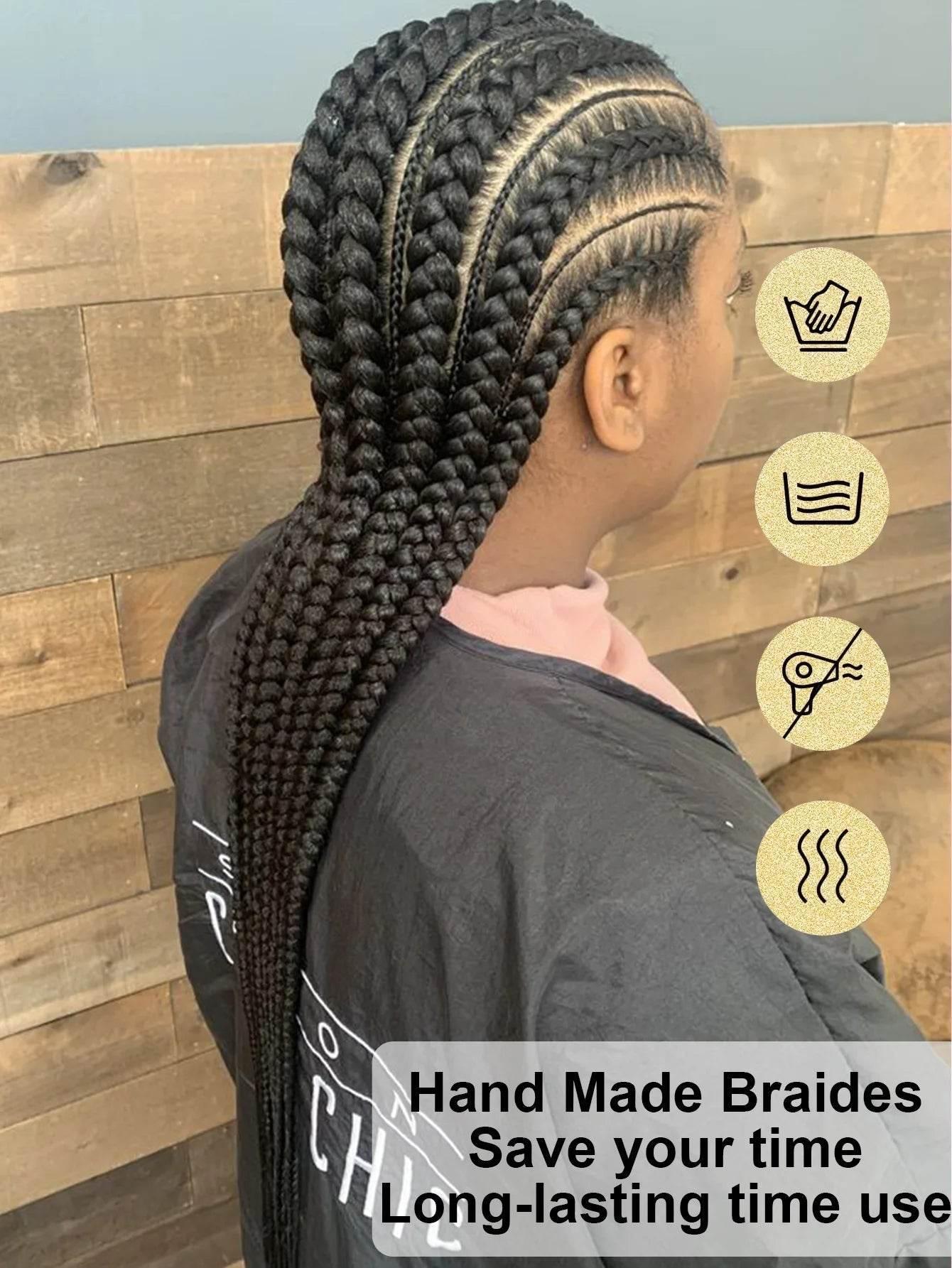 Cornrow Braids Wig Synthetic Full Lace Front Braided Wigs For Black Women 36 Inches Long Locs Goddess Braids Wig With Baby Hair - GiFTiFY