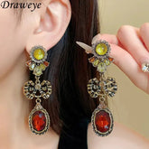 Draweye Bows Earrings for Women Medieval Palace Style Vintage Korean Fashion Aretes De Mujer Geometric Elegant Jewelry - GiFTiFY