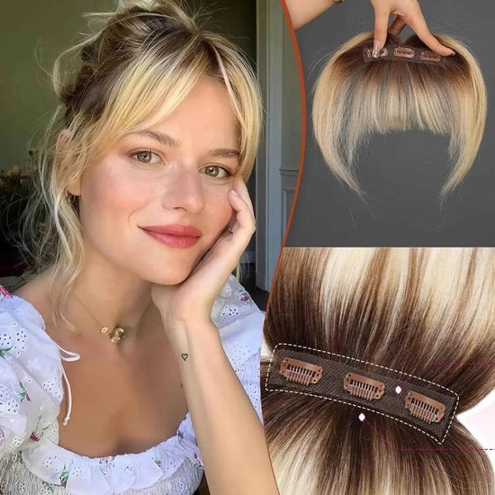 Ombre Light Blonde Clip in Bangs 100% Real Human Hair Bangs human hair wigs with bangs - GiFTiFY