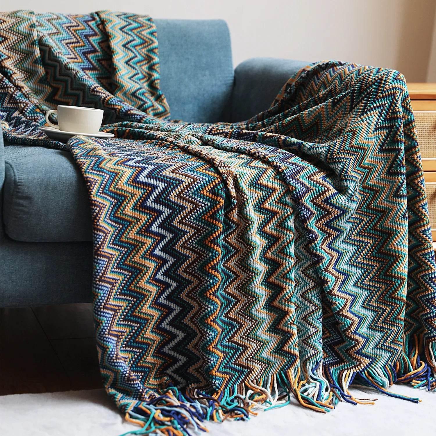Bohemian Couch Blanket Large Knitted Tassel Throw for Bed Chair Sofa Couch Cover All-Season Blankets Home Decor Soft Comfortable - GiFTiFY