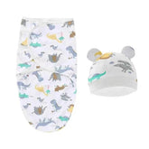 Newborn Baby Wrap Anti-Startle 2Pcs/Set Baby Swaddle Sleeping Cocoon Design 100%Cotton Baby Adjustable Blanket 0-6 Months - GiFTiFY