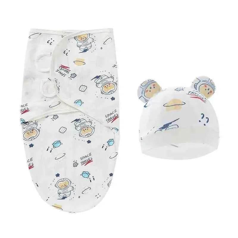 Newborn Baby Wrap Anti-Startle 2Pcs/Set Baby Swaddle Sleeping Cocoon Design 100%Cotton Baby Adjustable Blanket 0-6 Months - GiFTiFY