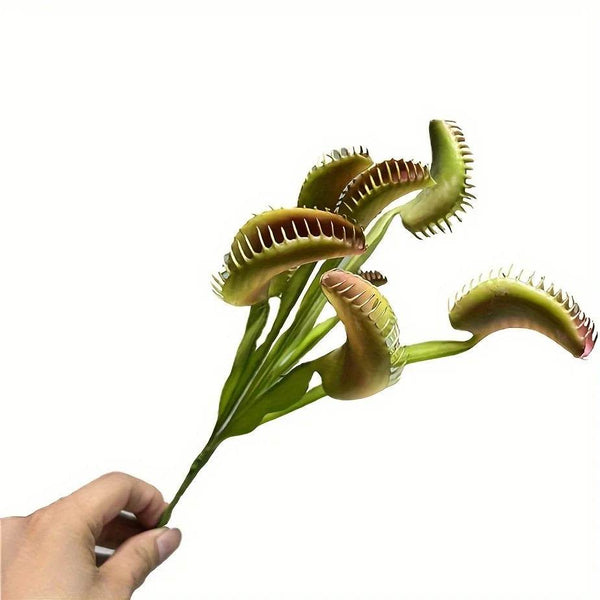 Lifelike Artificial Venus Flytrap Plant - Perfect For Halloween & Home Decor, Durable Plastic Bonsai Succulent - GiFTiFY