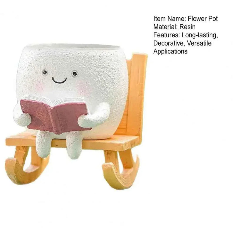 Funny Flower Pot Teacher Appreciation Gift Cute Chair Flower Pot Smile Face Planter Set for Indoor Outdoor Plants by DSERS