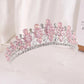Baroque Green Pink Opal Wedding Headband Crystal Bridal Crown Tiara Hair Jewelry Accessories Women Rhinestone Royal Queen Diadem