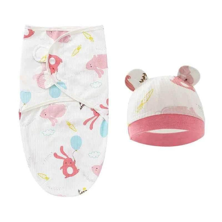 Newborn Baby Wrap Anti-Startle 2Pcs/Set Baby Swaddle Sleeping Cocoon Design 100%Cotton Baby Adjustable Blanket 0-6 Months - GiFTiFY