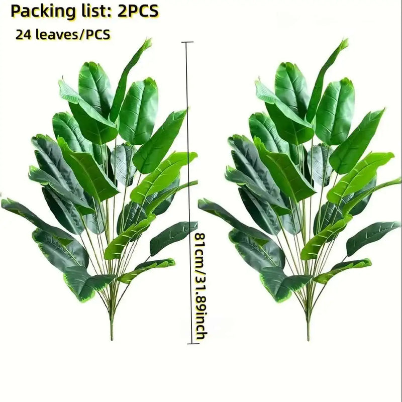 2pcs Large Realistic Artificial Bird of Paradise Plants UV Resistant No Fade Fake Banana Leaf Palm Tree for All Season Decor by DSERS