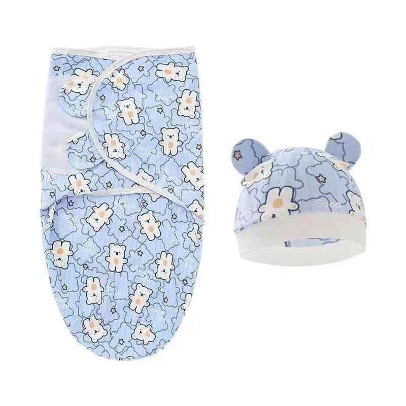 Newborn Baby Wrap Anti-Startle 2Pcs/Set Baby Swaddle Sleeping Cocoon Design 100%Cotton Baby Adjustable Blanket 0-6 Months - GiFTiFY