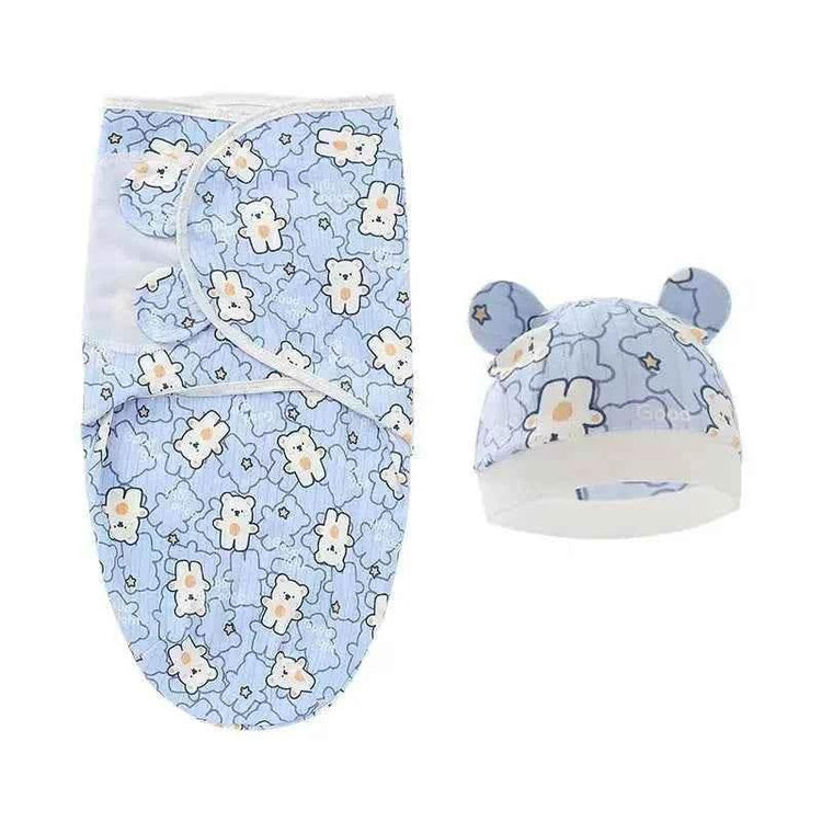 Newborn Baby Wrap Anti-Startle 2Pcs/Set Baby Swaddle Sleeping Cocoon Design 100%Cotton Baby Adjustable Blanket 0-6 Months - GiFTiFY