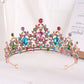 Baroque Gold Color Champagne Crystal Heart Bridal Tiara Crown Rhinestone Pageant Diadem Veil Tiara Headband Wedding Hair Jewelry GiFTiFY