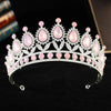 Baroque Luxury Silver Color Pink Opal Crystal Bridal Tiaras Crown Rhinestone Pageant Diadem Headpieces Wedding Hair Accessories GiFTiFY