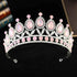 Baroque Luxury Silver Color Pink Opal Crystal Bridal Tiaras Crown Rhinestone Pageant Diadem Headpieces Wedding Hair Accessories - GiFTiFY