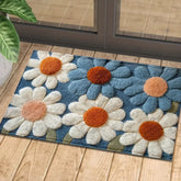 VIKAMA Daisy Pattern Carpet Doormat Non-slip Laundry Room Rug For Bedroom Floor Mat Home Decor Bedside Rugs Outdoor Carpet Bath Mat by DSERS