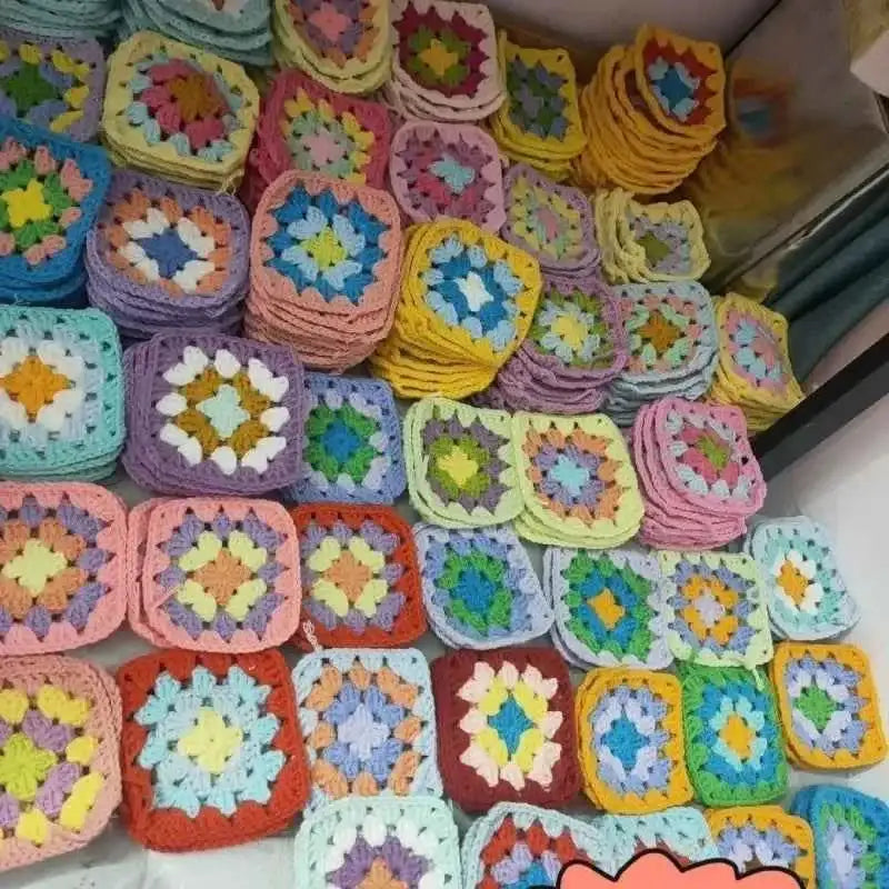 Mix Colors Handmade Crochet Doilies Suit Square Flower Piece Clothing Pocket Coaster Bag Tablecloth DIY Jewelry 6cm Home decor by DSERS