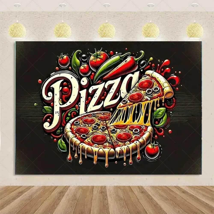 Quick Food Theme Birthday Party Decoration Hamburger French Fries Pizza Background Banner Photography Backdrop Supplies Kid Gift - GiFTiFY