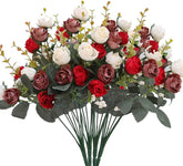 Rose Artificial Flowers Silk Flower with Stems Fake Flowers Bouquet Centerpiece for Party Table Floral Home Bridal Wedding Decor