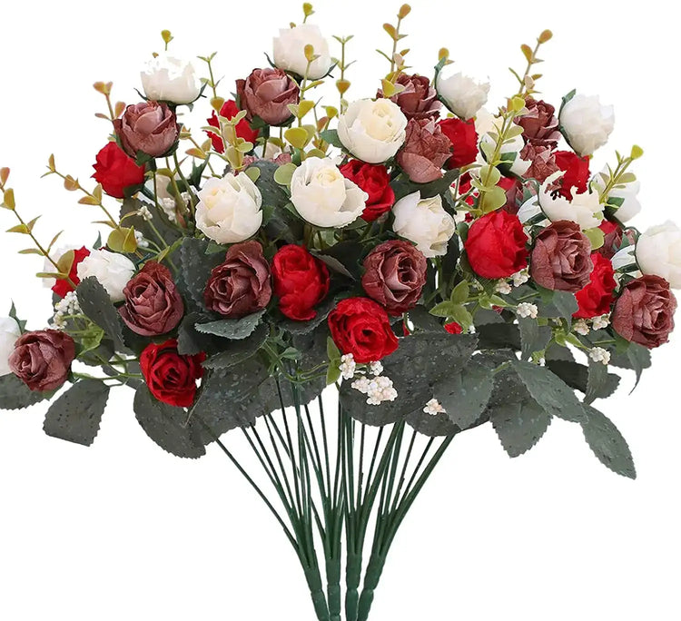 Rose Artificial Flowers Silk Flower with Stems Fake Flowers Bouquet Centerpiece for Party Table Floral Home Bridal Wedding Decor