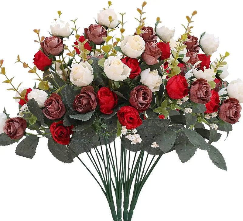 Rose Artificial Flowers Silk Flower with Stems Fake Flowers Bouquet Centerpiece for Party Table Floral Home Bridal Wedding Decor by DSERS